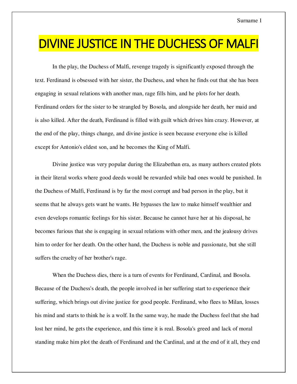 Preview image for LINGUISTICS: THE DUCHESS OF MALFI (DIVINE JUSTICE IN THE DUCHESS OF MALFI)